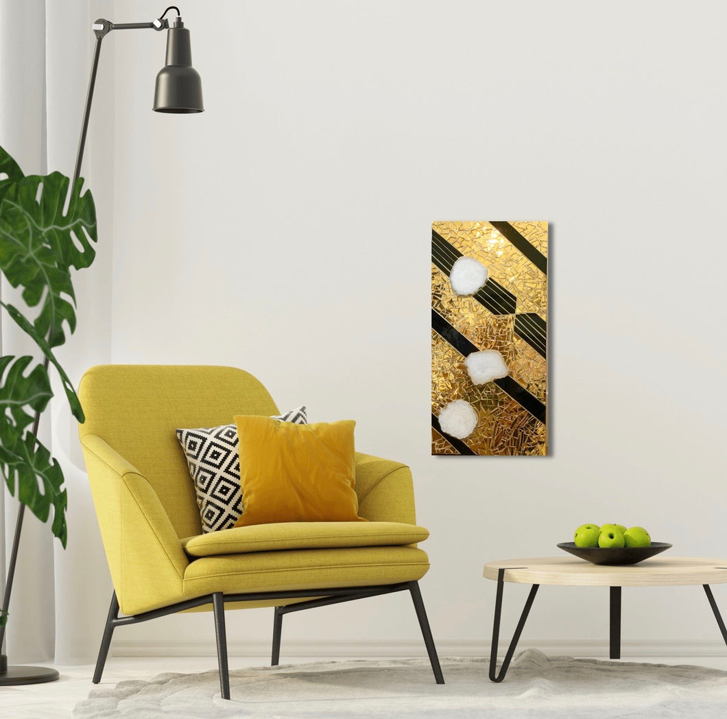 Geodes and Gold 12” x 24 “